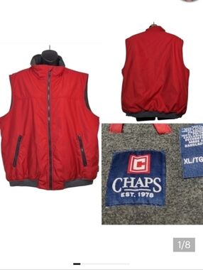 Chaps Est. 1978 Men's Red ZIP Up Fleece Lined Jacket Vest Size XL